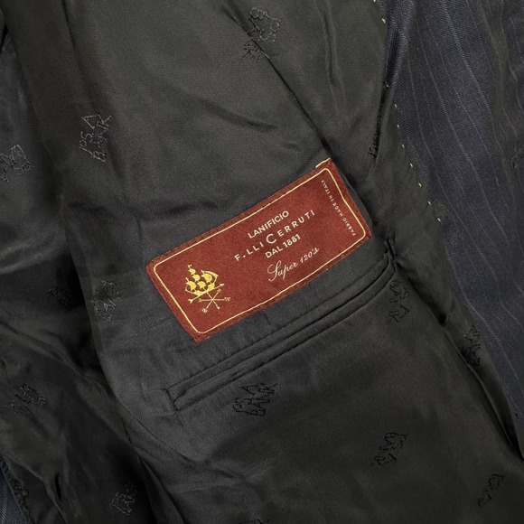 Jos A Bank Reserve Blazer Jacket Mens 48L Tailored Fit Navy Striped Wool Classic - Picture 6 of 15